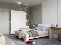 Стеллаж Хелен СТЛ 01, крафт золотой - белый шагрень