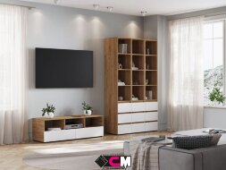 Тумба ТВ Хелен ТБ 02, крафт золотой - белый шагрень