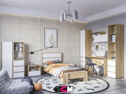 Шкаф Хелен ШК 03, крафт золотой - белый шагрень